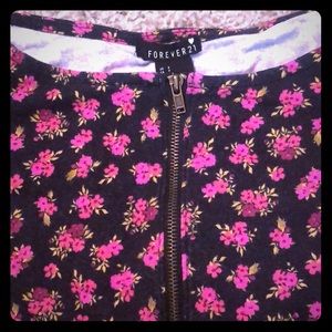 Floral crop top w zipper